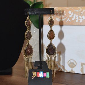🍂 NWOT Brash Black Teardrop Tassel Earrings